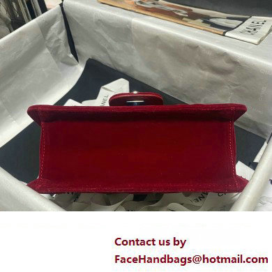 Chanel Velvet  &  Silver-Tone Metal Mini Flap Bag RED AS4051 2023